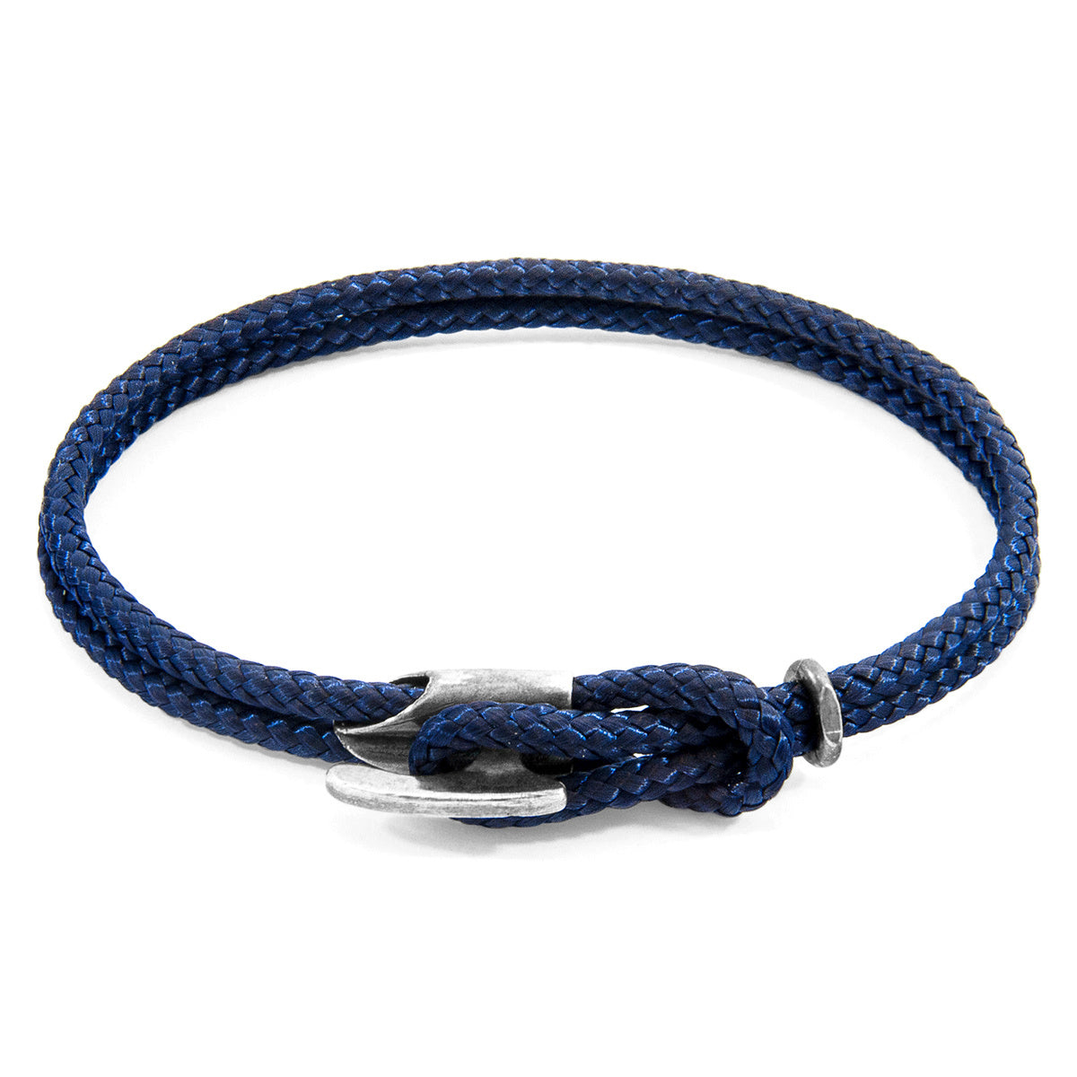 Navy Blue Padstow Silver and Rope Bracelet
