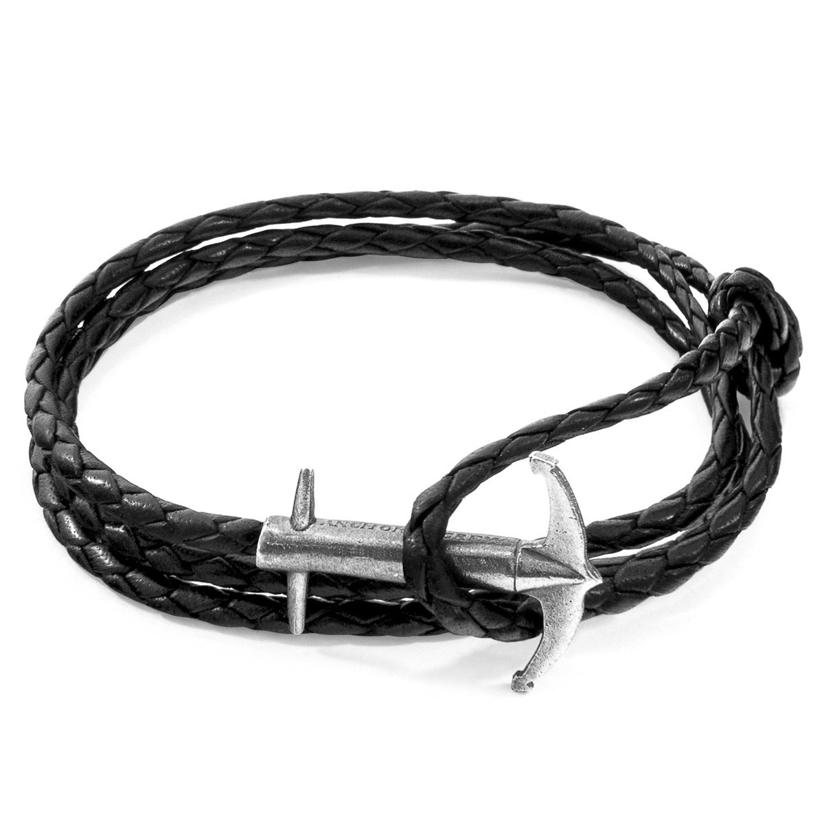 Coal Black Admiral Silver & Leather Bracelet