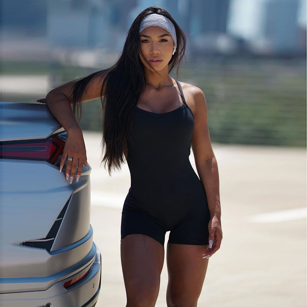 Women Yoga Backless Jumpsuit Workout Catsuit Bodysuit Sleeveless Gym Bodycon Romper Sportswear Fitness Yoga Suit Sexy One Piece