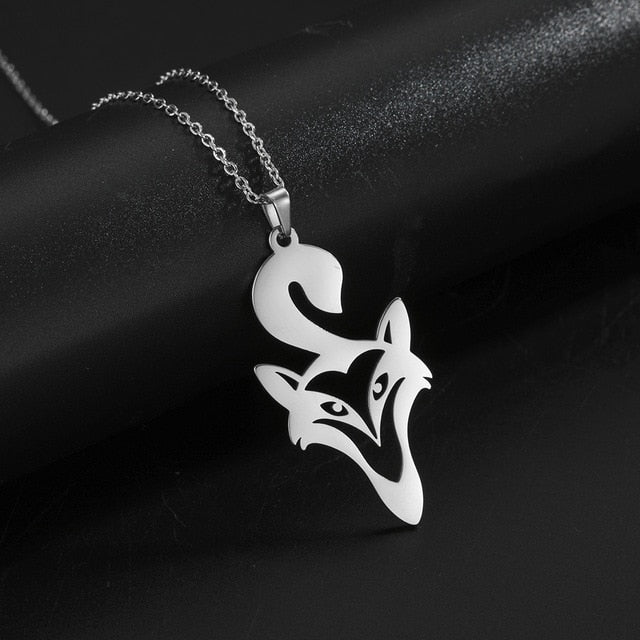 Skyrim Unicorn Fox Crane Pendant Necklace Women Girls Stainless Steel Animal Choker Chain Necklaces Statement Jewelry Gift