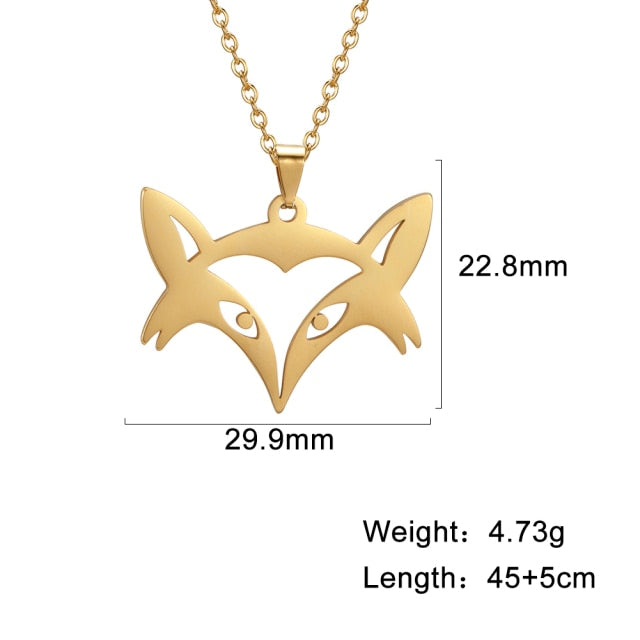 Skyrim Unicorn Fox Crane Pendant Necklace Women Girls Stainless Steel Animal Choker Chain Necklaces Statement Jewelry Gift
