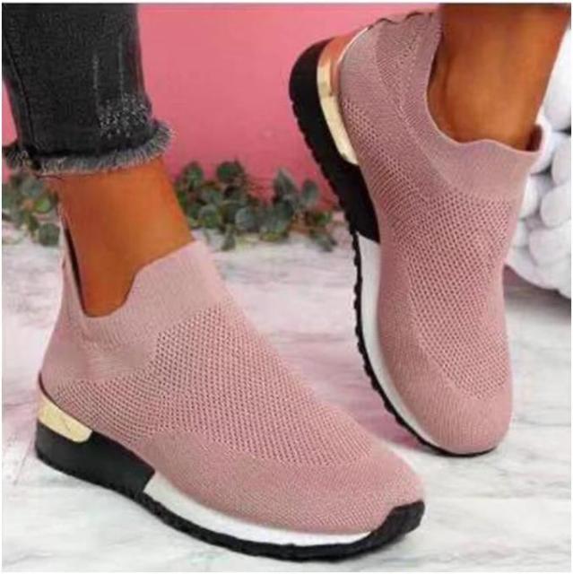 Women Summer autumn Casual sport Sneakers women's Breathable Slip On Sport Shoes Elastic Band Ladies Vulcanized Platform Shoes