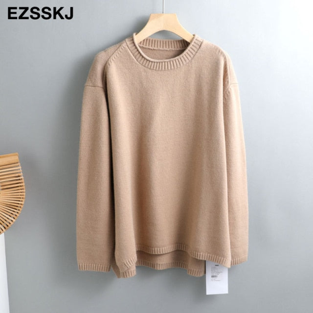 Autumn Winter O-NECK oversize thick Sweater pullovers Women 2021 loose cashmere  turtleneck Sweater Pullover female Long Sleeve