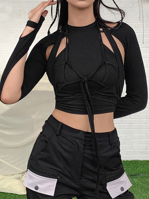 Yiallen Women Spring Casual High Street Stretch Slim Hollow Out Sexy Mini Bodycon Dresses 2021 New Simple Solid Black Dresses