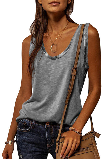Tank Top Women Summer Loose Solid Colour Zipper Top V-neck Sexy Streetwear Vest Sleeveless Camisole Vest Fashion Basic Blouse
